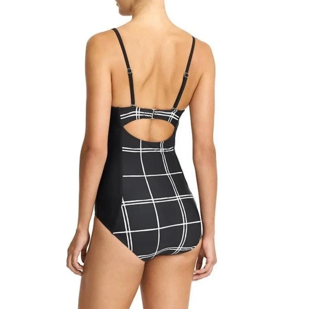 Athleta Lanikai One Piece Swim Suit Black Sz ‎ 38 B/C Underwire Padding